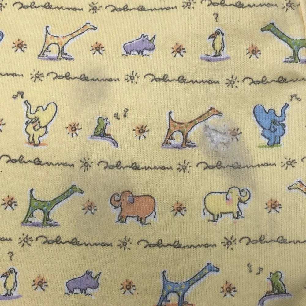 Vintage Carters John Lennon Yoko Ono Real Love Baby Blanket Yellow 1999 - Damage